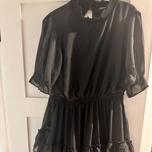 Torrid Black Ruffle tier mock neck dress